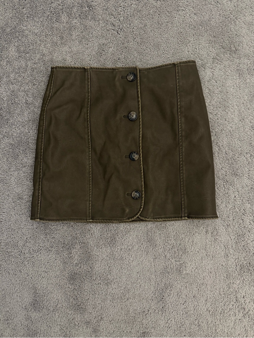 Blank NYC Olive Green Button-Front Mini Skirt